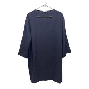 Vince Women's V-neck 7/8 sleeve flowy dress navy blue size large